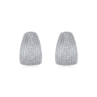 Boucles d'oreilles larges en argent sterling 925 avec moissanite pour femme, entièrement pavées de micro-moissanites couleur D VVS1, type clous