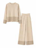 Ensemble pull et pantalon en tricot doux pour l'automne, ensemble décontracté en cachemire uni, ensemble en tricot deux pièces pour femmes
