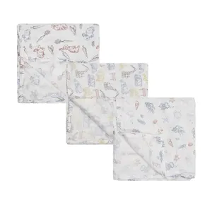 快乐长笛批发定制透气婴儿床上用品70% 竹30% 棉襁褓裹毯