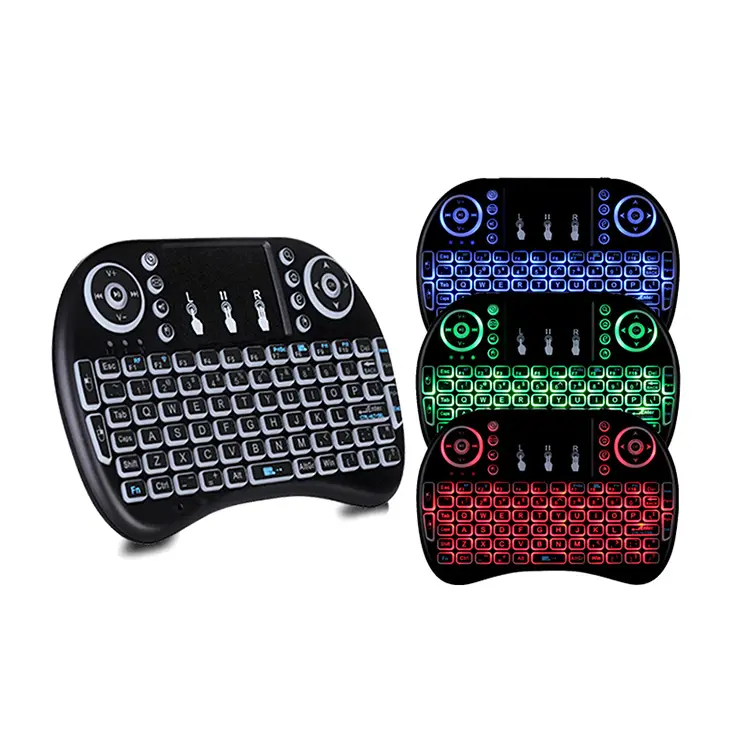 RGB Backlit 2.4G Wireless Mini Keyboard I8 Air Mouse Wireless Touchpad Rechargeable Smart Remote Control for Android TV BOX