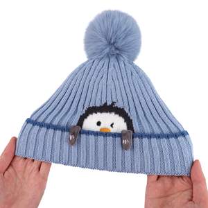 Chapeau <span class=keywords><strong>en</strong></span> tricot pour bébés d'hiver, chapeau pour bébé et tout-petit, chapeau d'hiver chaud avec pompon et cache-oreilles, ensemble <span class=keywords><strong>écharpe</strong></span> pour garçons et filles de 1 à 3 ans - Product Image 3