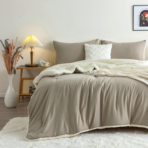 Hot Bán Cao Cấp Chất Lượng Nặng Trọng Lượng Một Bên Polyester Phía Bên Kia Sherpa-Ủng Hộ Có Thể Đảo Ngược 3Pcs Comforter Bộ Đồ Giường Bộ - Product Image 2