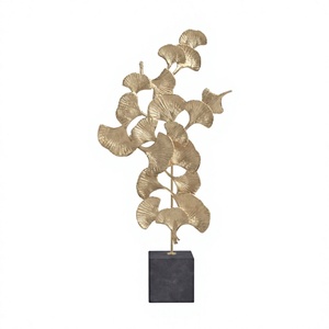 Iron Handmade Eco-Friendly Modern <b>Round</b> Leaf Metal Sculpture <b>Table</b> Top Ornament Base for Christmas - Product Image 1