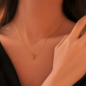 Collier pendentif en acier inoxydable 316L plaqué or PVD, initiale X, bijoux tendance - Product Image 3