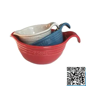 Wholesale 250ml measuring mug, porcelain ceramic measuring custom measuring cups with spout