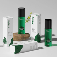 Bouteille de pompe en verre droite translucide verte écologique de 100ml avec boîte en papier plat 20g 30g 50g 30ml 40ml ensemble d'emballage de gamme