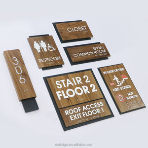 Letrero Personalizado EZD de Madera de Nogal <span class=keywords><strong>y</strong></span> Acrílico con Braille ADA para Señalización de Hoteles, Baños, Salidas de Emergencia, Oficinas, Puertas <span class=keywords><strong>y</strong></span> Números de Habitación - Product Image 2