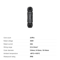 Connecteur rapide étanche certifié CE M25B IP68 450V 24A 2 broches 3 broches pour éclairage extérieur