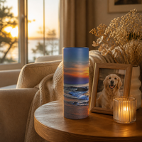 Urne funéraire en papier biodégradable et écologique pour animaux de compagnie, pour la dispersion des cendres de chats et de chiens, design coucher de soleil sur la plage