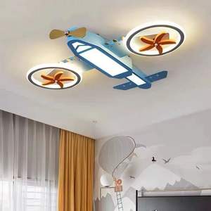 Modèle d'avion de dessin animé moderne lustre chambre d'enfants ventilateur de plafond lumière pour chambre d'enfants - Product Image 1