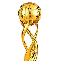 Trophée globe en résine personnalisé, nouveau design, haute qualité, avec support en verre cristal noir pour cérémonie - Vente flash