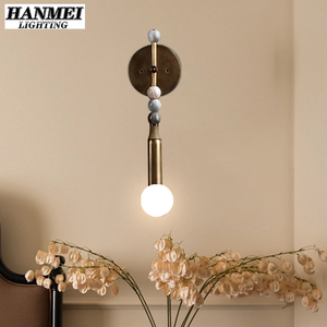 <b>Light</b> Luxury Marble All-Copper Modern LED E26 <b>Wall</b> Lamp for Bedroom Villa Bedside Model HM-Bead <b>Wall</b> Lamp <b>Wall</b> Mounted Lamp HM-B - Product Image 2