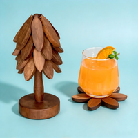 Ensemble de dessous-de-verre en bois en forme d'arbre pour table basse, cuisine, dessous-de-verre en bois, dessous-de-plat en bois