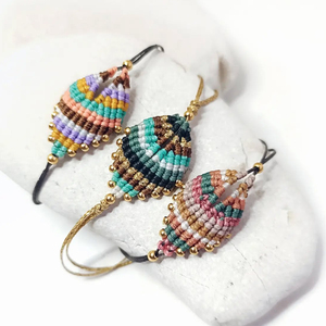 New Bohemian Handmade Jewelry Gold Plated Beads Geometric Colorful Cotton <b>Rope</b> Adjustable Woven <b>Bracelet</b> Gifts for Women - Product Image 3
