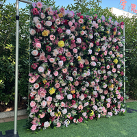 Mur de fleurs artificielles 3D en soie (roses et hortensias) de 2,4 x 2,4 m pour décoration de mariage, événements et photomaton - Vente en gros