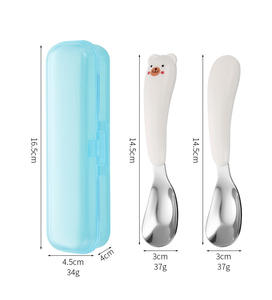 <span class=keywords><strong>Cubiertos</strong></span> para Bebé de Acero Inoxidable 304, Juego de <span class=keywords><strong>Cubiertos</strong></span> para Niños con Mango de Dibujos Animados Creativos, Pulido Espejo - Product Image 6