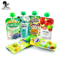 Échantillon gratuit sac d'emballage en plastique pour jus de gelée de lait d'eau avec buse sac à bec pour jus pochettes à bec verseur