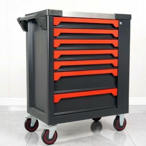 Boîte à outils professionnelle à roulettes certifiée CE, 7 tiroirs, 258 pièces, armoire de rangement pour garage, coffre/chariot/voiture à outils personnalisable OEM - Product Image 5