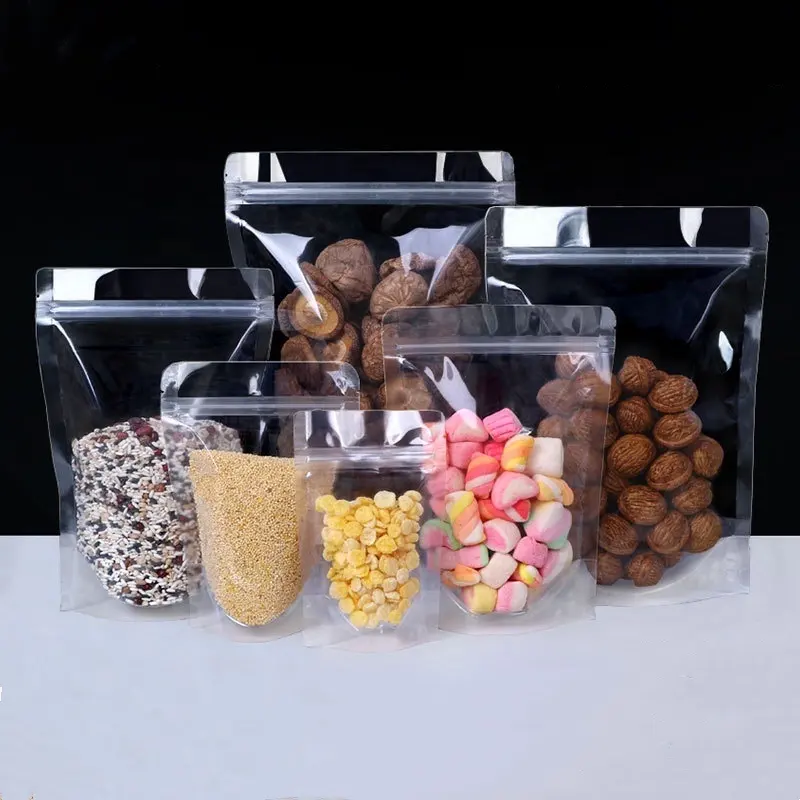 Doypack — pochette alimentaire à fermeture éclair, <span class=keywords><strong>stockage</strong></span> autonome, sac d'emballage pour cookies, en plastique transparent, anti-odeur