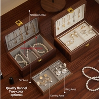Boîte à bijoux en noyer noir, étui de rangement en bois massif de qualité supérieure, accessoires faits à la main, support portable pour boucles d'oreilles et colliers en noyer noir
