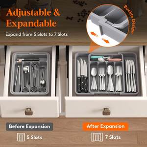 Pull Drawer Rectangle <b>Silicone</b> Storage Box Kitchen Chopsticks Tableware Multi-layer Partitioned Storage Cabinet <b>Tool</b> - Product Image 3