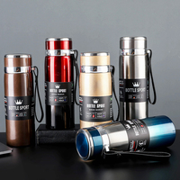 Bouteille d'eau isotherme en acier inoxydable doré de 1000 ml avec corde, idéale pour le sport et les voyages en extérieur – Cadeau promotionnel à prix abordable