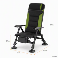 Chaise de pêche tout-terrain Zentopia avec dossier réglable, inclinable, portable, avec pieds pivotants pour la pêche en plein air et le camping