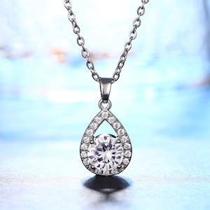 Collana con pendente a goccia di zircone per donna, semplice catena a forma di pera, gioielli alla moda - Product Image 6
