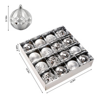 Juego de 16 Adornos Navideños de Alta Calidad, Bolas de 80mm en Plata, Oro y Rojo, Surtidas con Brillantina UV, Decoraciones para Interiores y Exteriores