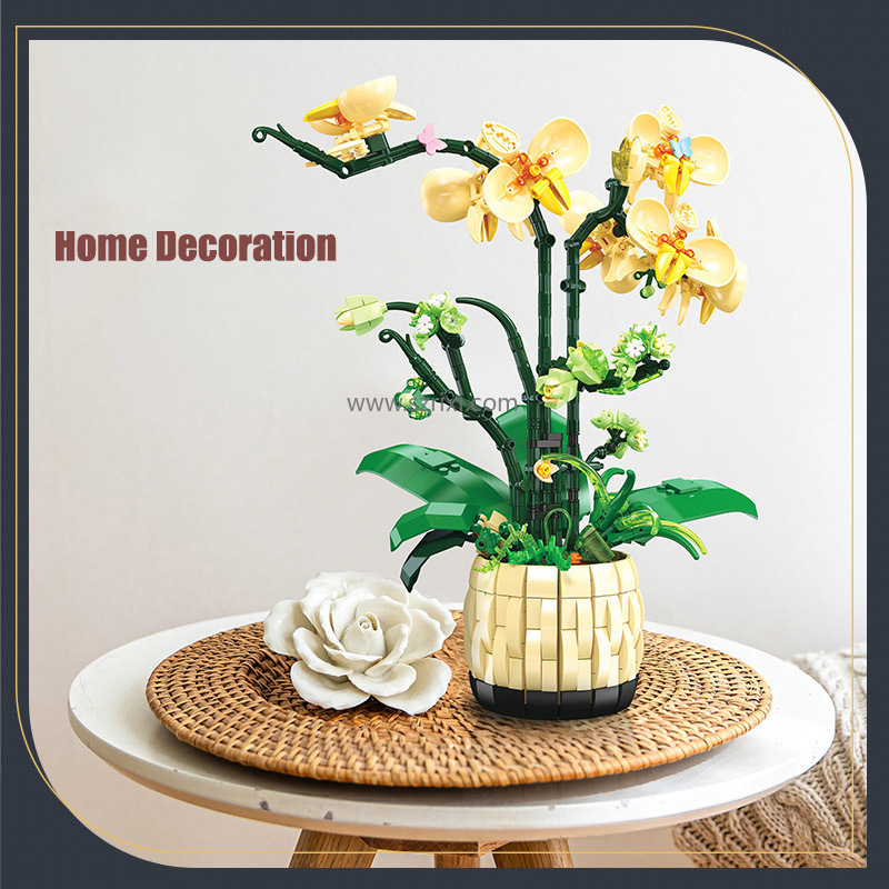 Jie Star 9067 3D Flower Orchid Potting Model - DIY Building Block