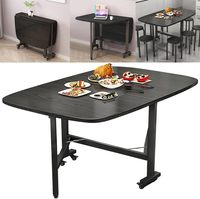Multifunktionaler Klapptisch aus Holz mit Rollen, Schwarz
