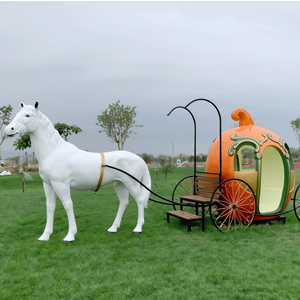 عربة سندريلا الكبيرة المصنوعة من الألياف الزجاجية، تمثال عربة ملكية فاخرة، زينة للزفاف - Product Image 1