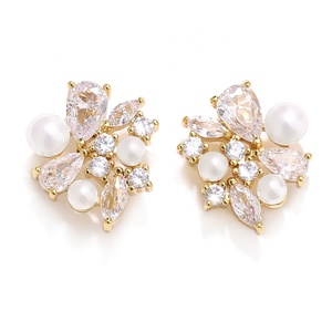 RAKOL EP5541 nueva moda chapado en oro de agua dulce boda pendientes de perlas regalo de joyería para mujer - Product Image 4