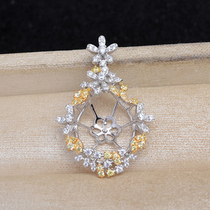 Wenchi 925 Plata de Lujo con Patrón Bicolor, Base para Accesorios DIY, Colgante de Perla Semiterminado 13464 para Fabricación de Joyas China - Product Image 1