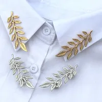 Nouvelle Broche de Col Vintage en Forme de Feuille pour Femme, Épingle Décorative en Métal pour Vêtements et Pulls, Bijou de Mode