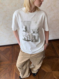 เสื้อยืดผู้ชายสีดำพิมพ์ลายวินเทจขนาดใหญ่ 100% ผ้าฝ้าย สไตล์เรโทร สตรีทแวร์ เสื้อยืดแฟชั่นสตรีทแบบสั่งทำ - Product Image 2