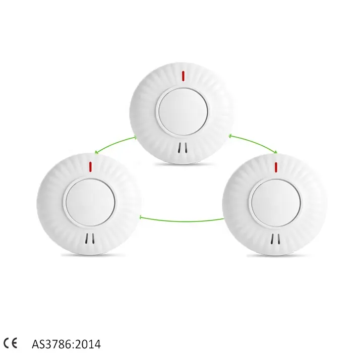 OEM ODM CE EN 14604 certified wireless interconnection smoke detection alarm built-in lithium battery with 10-year service life