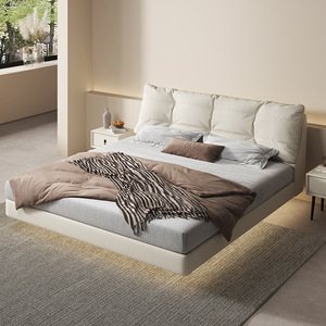 Cadre <span class=keywords><strong>de</strong></span> <span class=keywords><strong>lit</strong></span> triple moderne <span class=keywords><strong>de</strong></span> luxe pour chambre d'hôtel, style minimaliste, avec rangement intégré, disponible <span class=keywords><strong>en</strong></span> tailles King et Queen, aux designs élégants et illustrés. - Product Image 2