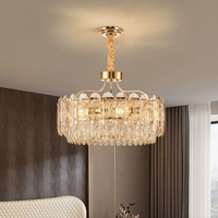 Lustre en cristal moderne en or Led clair, lampe de luxe, lustre décoratif pour salon, lampara