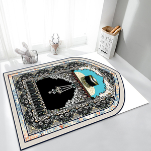 Tapis de prière musulman en velours lavable avec support, design turc, doux et confortable pour les prières quotidiennes - Product Image 1