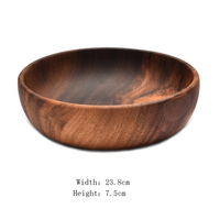Bol de service en bois d'acacia avec logo personnalisé écologique pour salade de fruits