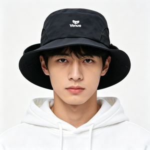 Men's Breathable Mesh Bucket <b>Hat</b> Quick Dry Outdoor Sun <b>Hat</b> with Venue Logo for Hiking Fishing - Product Image 1