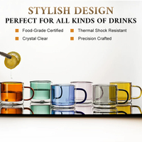 Mug en verre à double paroi OLATEC 250ML avec poignée, tasse à thé, café, eau colorée en stock