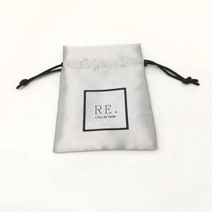 Recyclable Custom Logo <b>Silver</b> Silk Fabric Small Jewelry Packaging Pouch <b>Bags</b> - Product Image 4