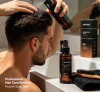 Huile de croissance capillaire à la caféine, biotine et peptides, bloqueur naturel du DHT, traitement anti-chute de cheveux, cheveux clairsemés, ligne de cheveux reculée, 2-en-1