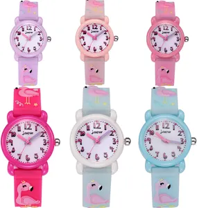 Modello di cartone animato personalizzato fenicottero sport analogico orologio per bambini bambini guardare analogico per bambini al quarzo analogico movimento giappone