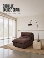 Canapé chaise longue moderne sans structure, une place, design carré, dossier coussin, sans accoudoirs, tissu Sherpa, expédié compressé sous vide