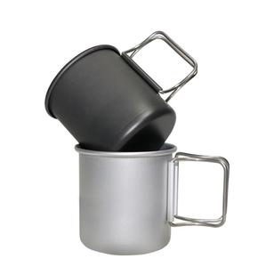 DFM0716 Tasses à café de camping en aluminium oxydé de 300 ml, personnalisables en gros, avec poignée pliable et logo couleur - Product Image 2