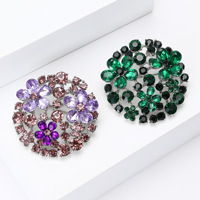 Bros Bunga Bulat Vintage Ukuran Campuran Kristal Rhinestone Pin Bunga Logam Paduan Unisex Dekorasi Hadiah untuk Pakaian Sehari-hari