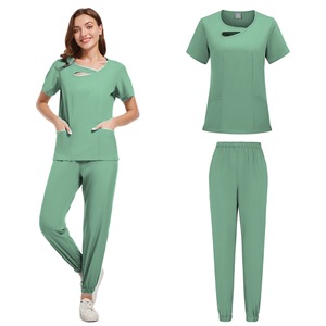 Women Scrub Set Moisture Wicking Knitted Split Uniform Hospital Workwear S XXL - Product Image 4